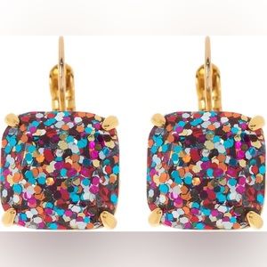 Kate Spade square glitter cz drop earrings